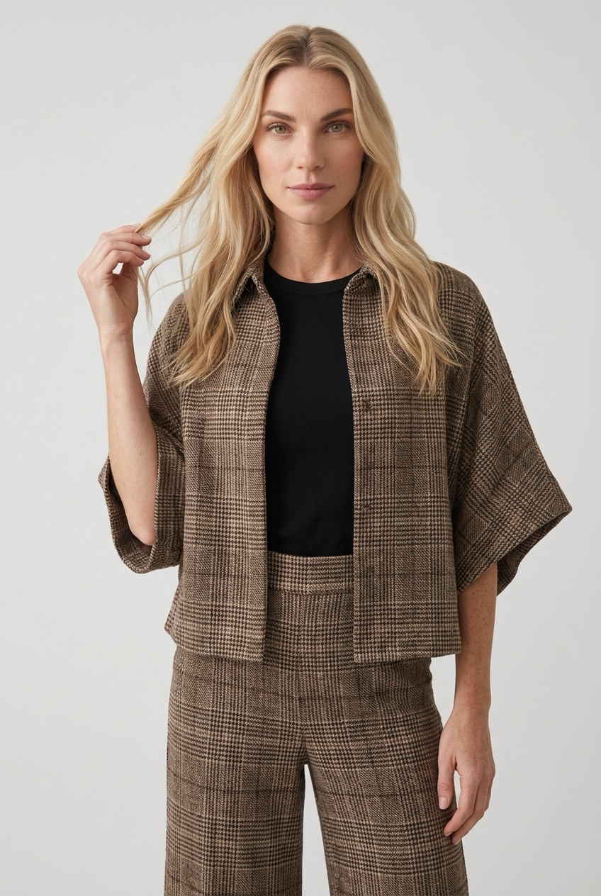 Chaqueta corta de cuadros