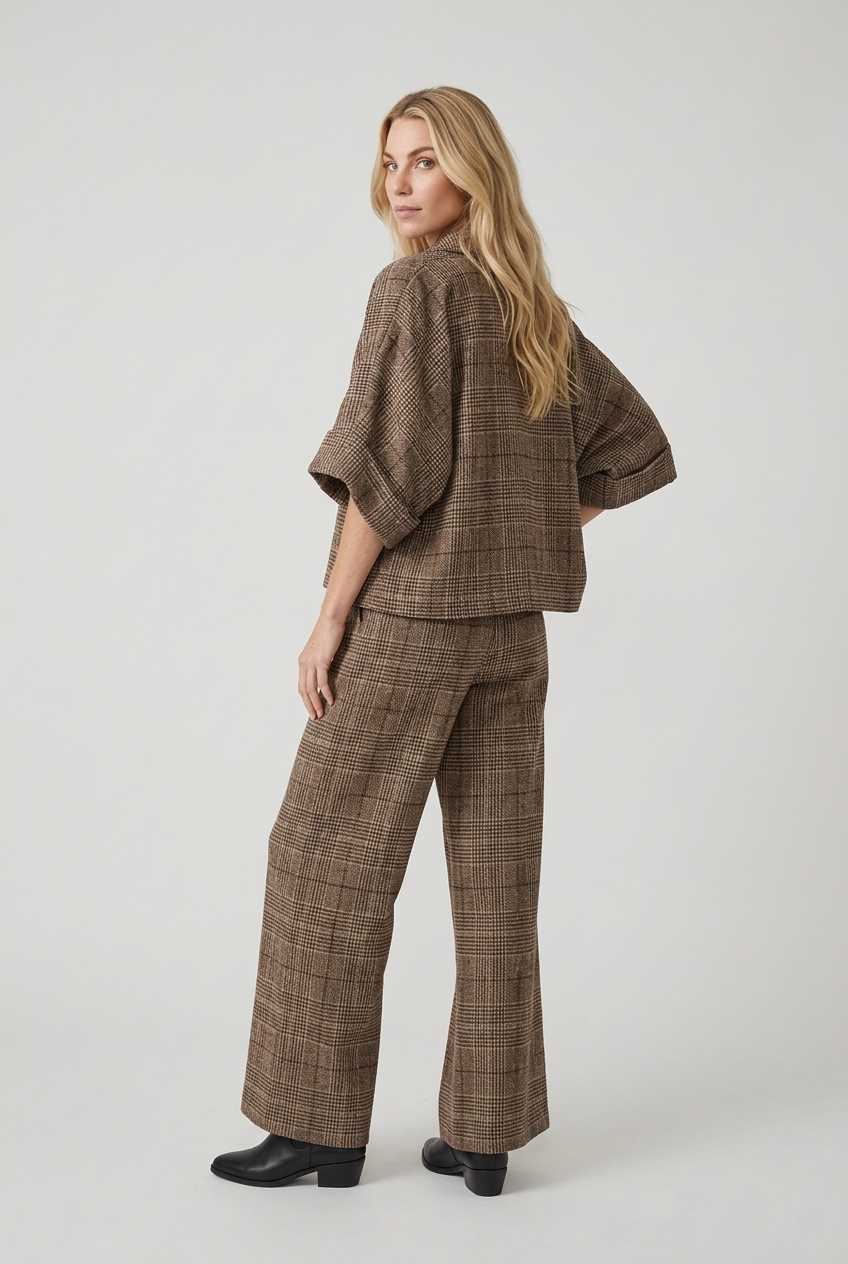 Pantalón de cuadros de pierna ancha