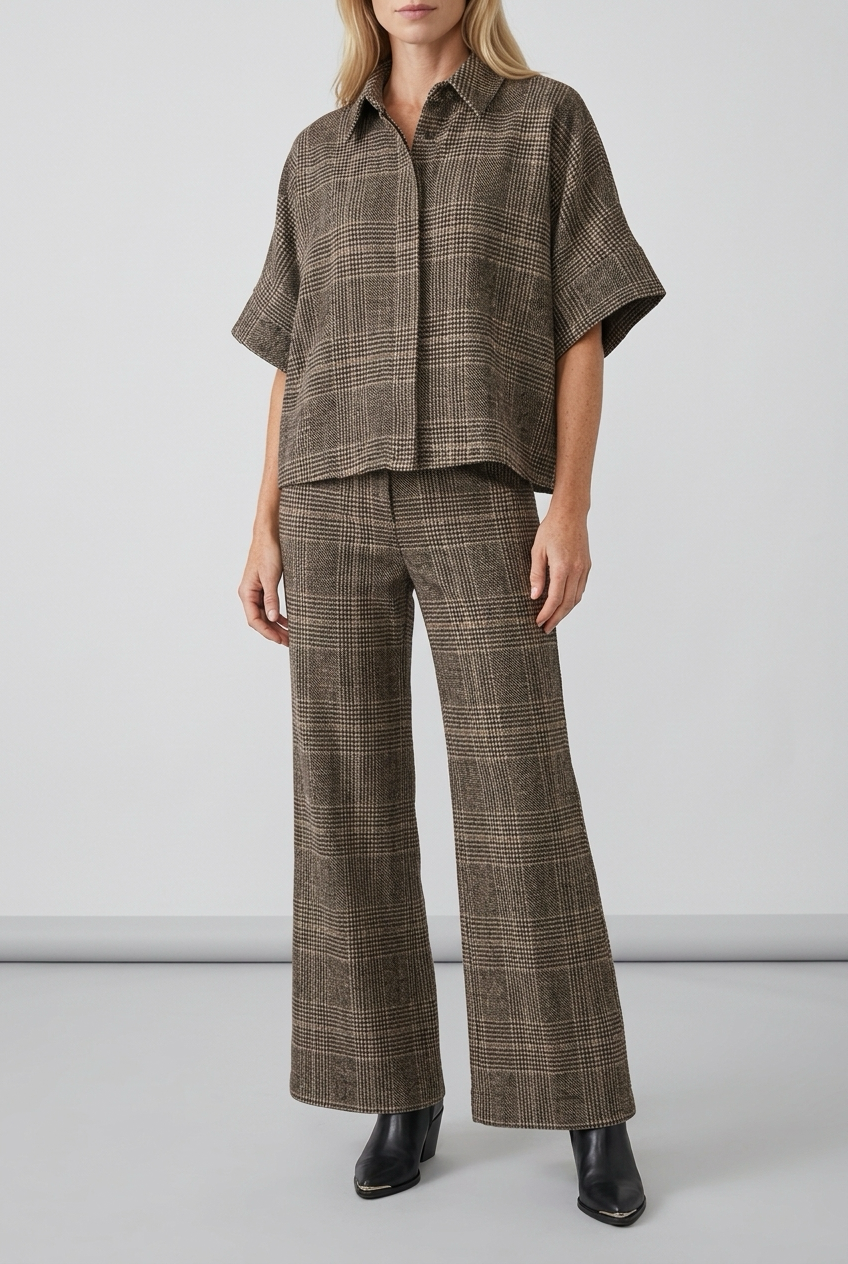 Pantalón de cuadros de pierna ancha