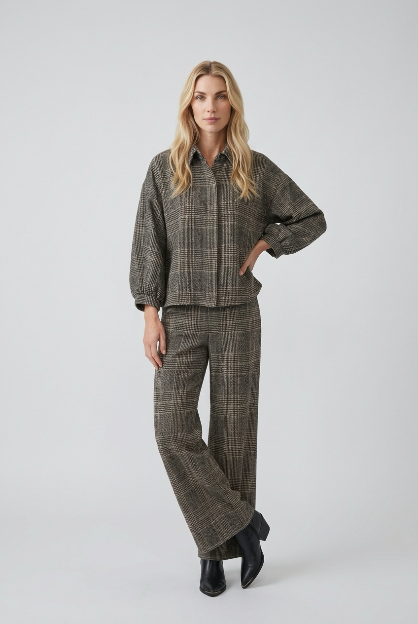 Pantalón de cuadros de pierna ancha